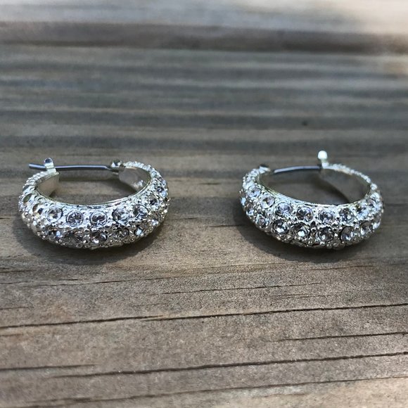Monet Jewelry - Faux Diamond Pave Loop Earrings (pierced ears) Monet Jewelry - Faux Diamond Pave Loop Earrings (pierced ears)